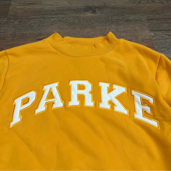 PARKE Varsity Mockneck Sweatshirt Apricot L/XL Oversized Unisex - Picture 3 of 9